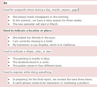 Use of In in English Language